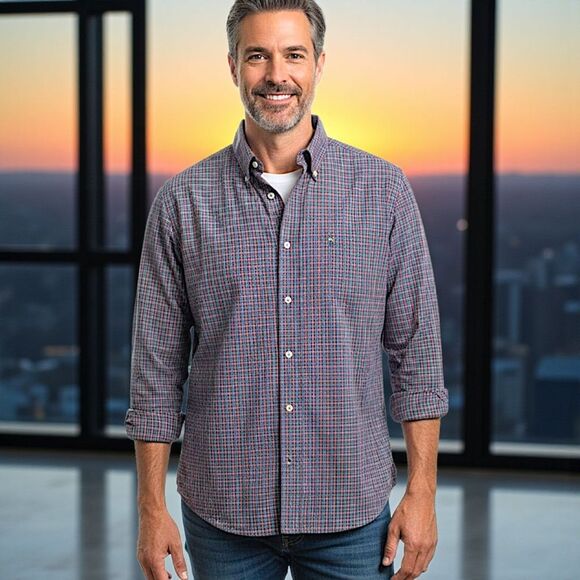 Lacoste Plaid Shirt Mens L 42 Modern Fit Long Sleeve Cotton Preppy Button Down - Picture 16 of 16